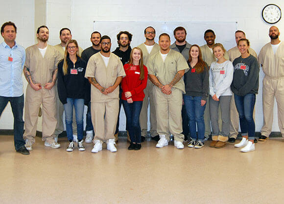 Shot of students participating in the prison project