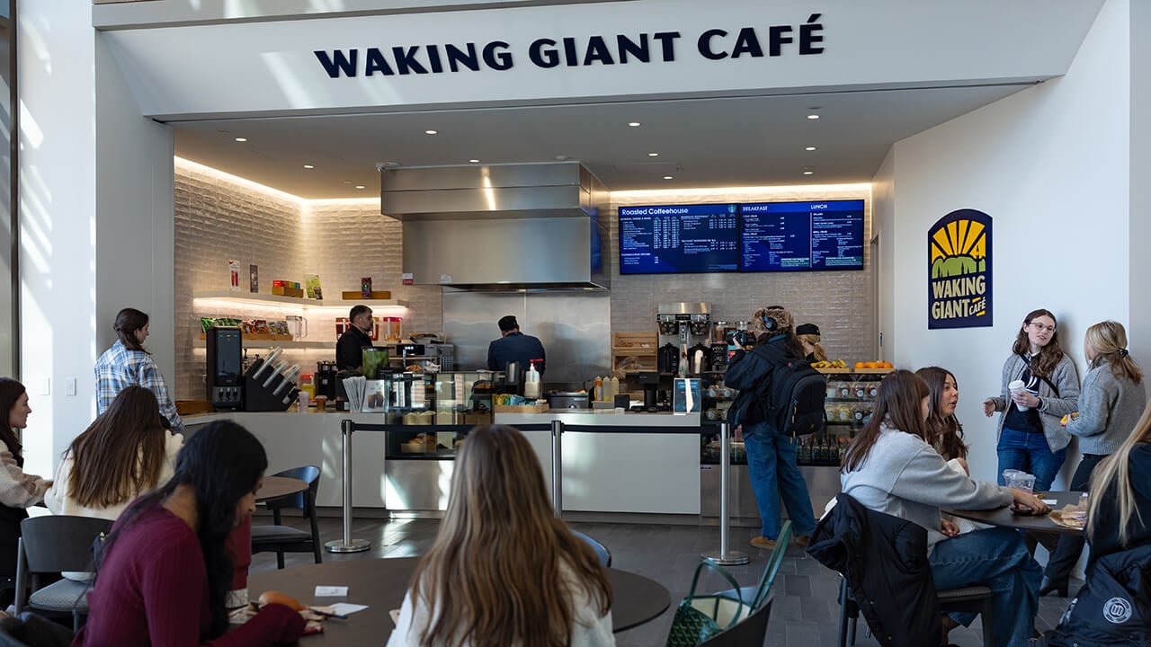 Storefront of the Waking Giant Cafe