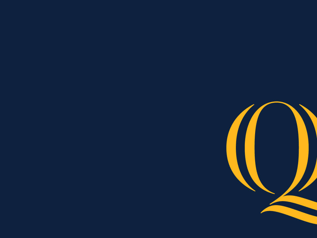 Quinnipiac digital wallpaper, navy with gold Q, 1024 by 768 pixels