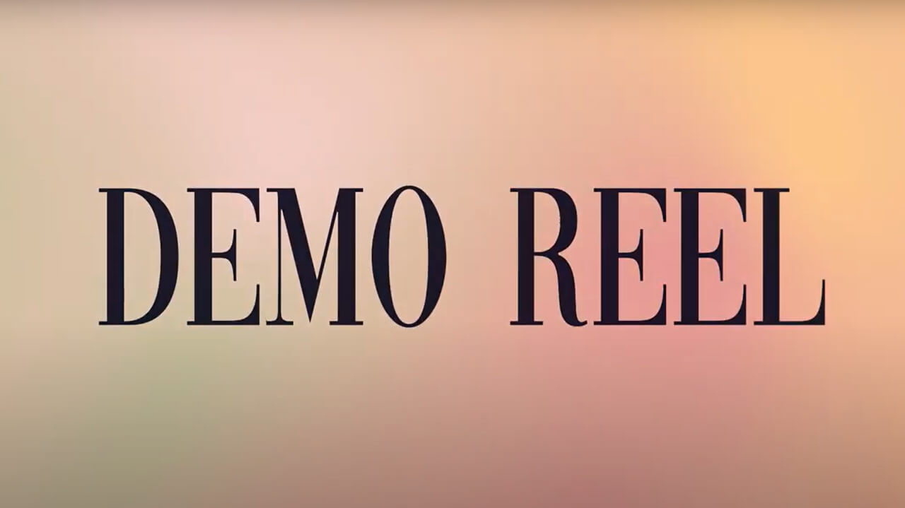 Graphic that says "Demo Reel", plays video