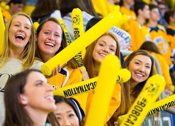 Students cheer on the Bobcats