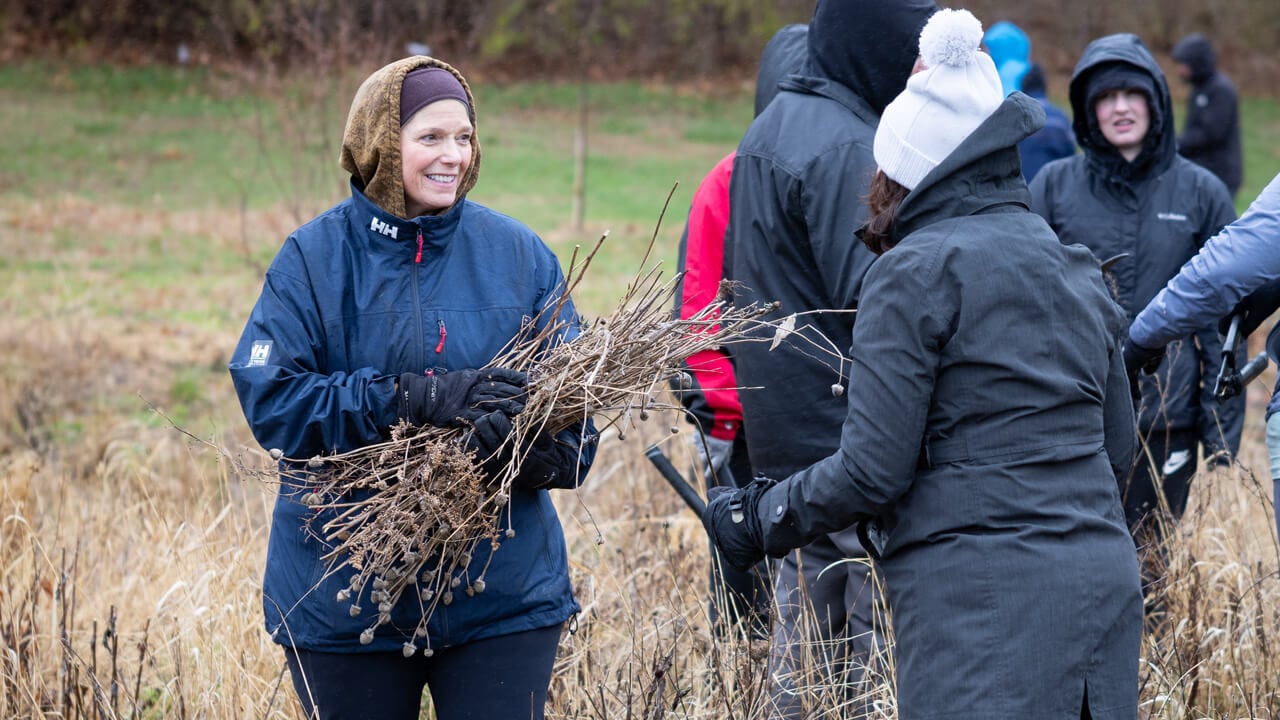 Person holding sticks