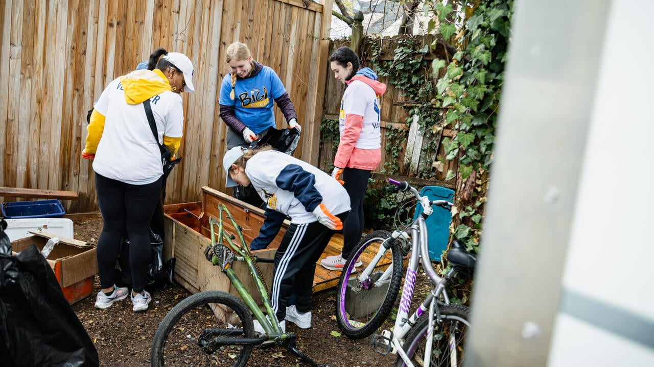 People looking in a box