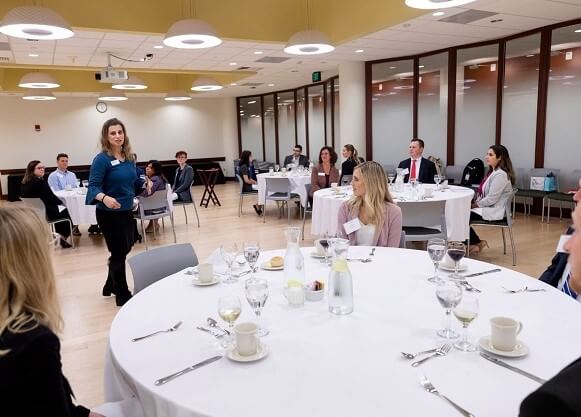 Karla Natale who is certified in etiquette and protocol training by the Protocol School of Washington