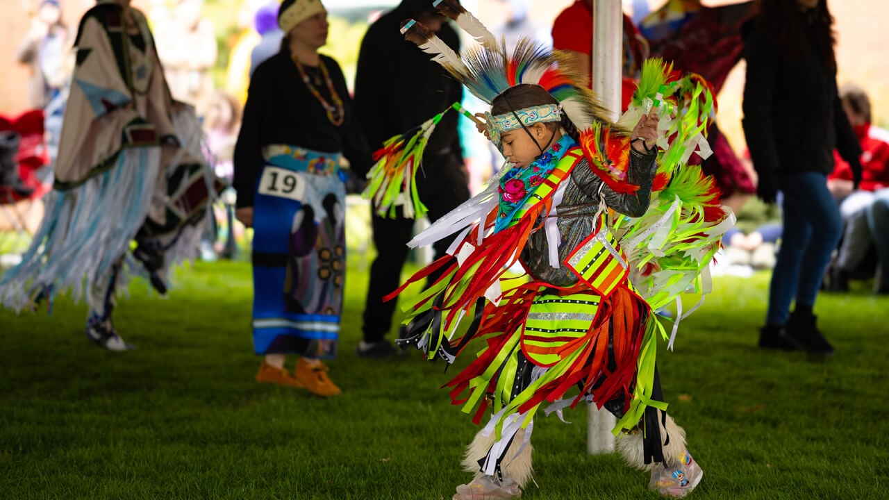 Individual participating in the powwow