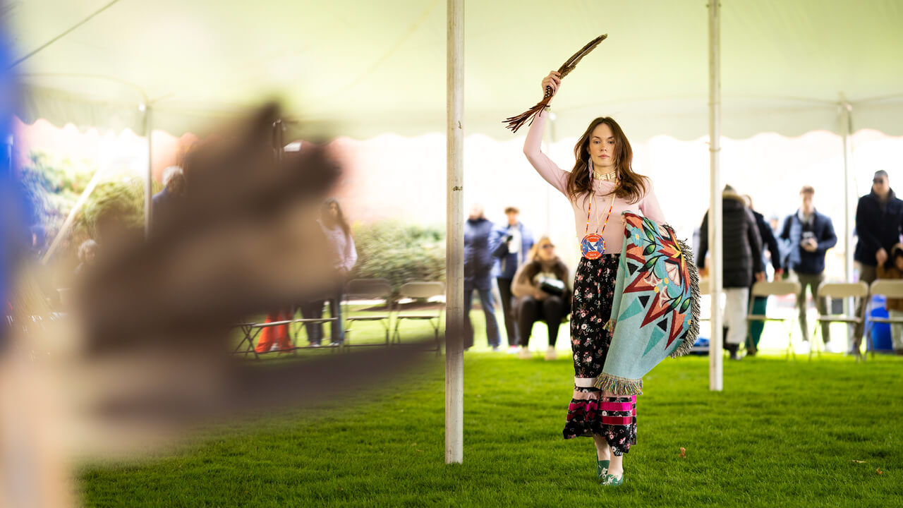 Individual participating in the powwow