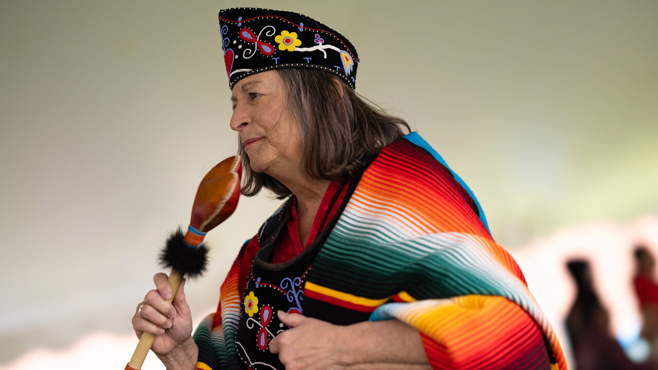 Individual participating in the powwow