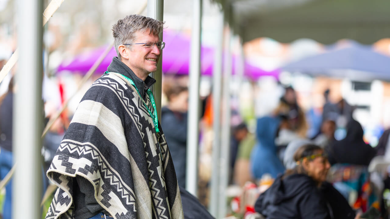 Individual participating in the powwow