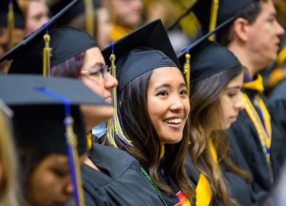 Health sciences graduates celebrate during Undergraduate Commencement.