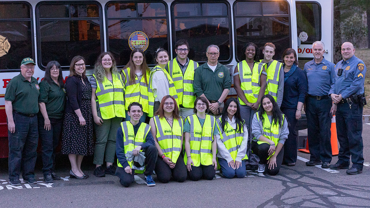 Students smile with Hamden CERT