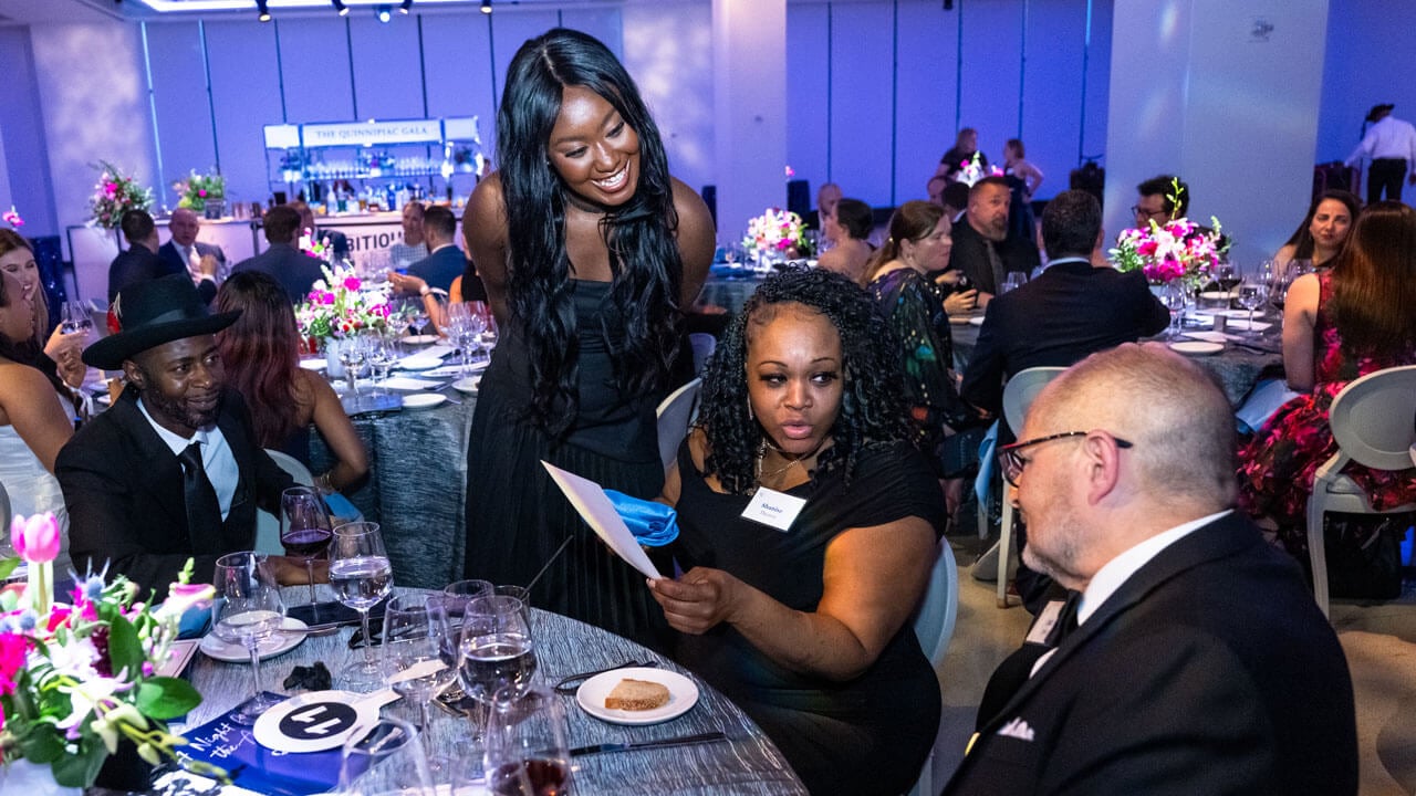 People talking at a table