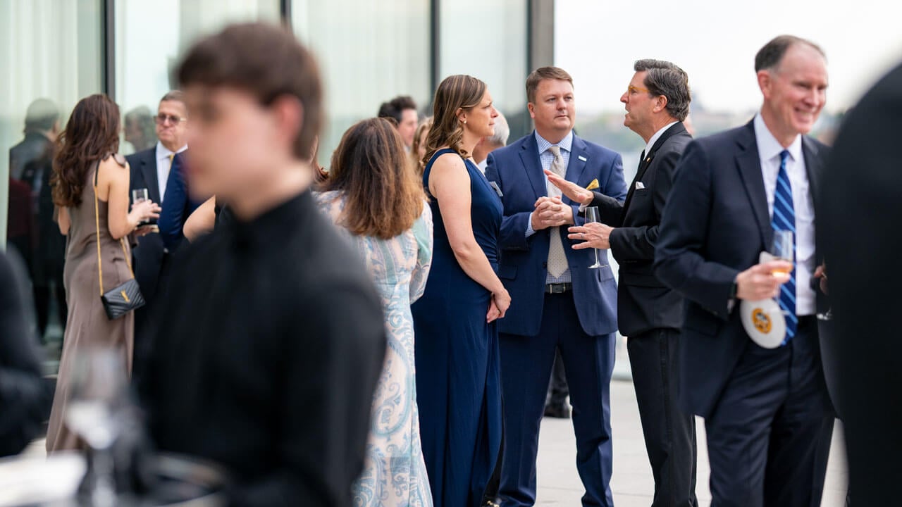 People talking outside