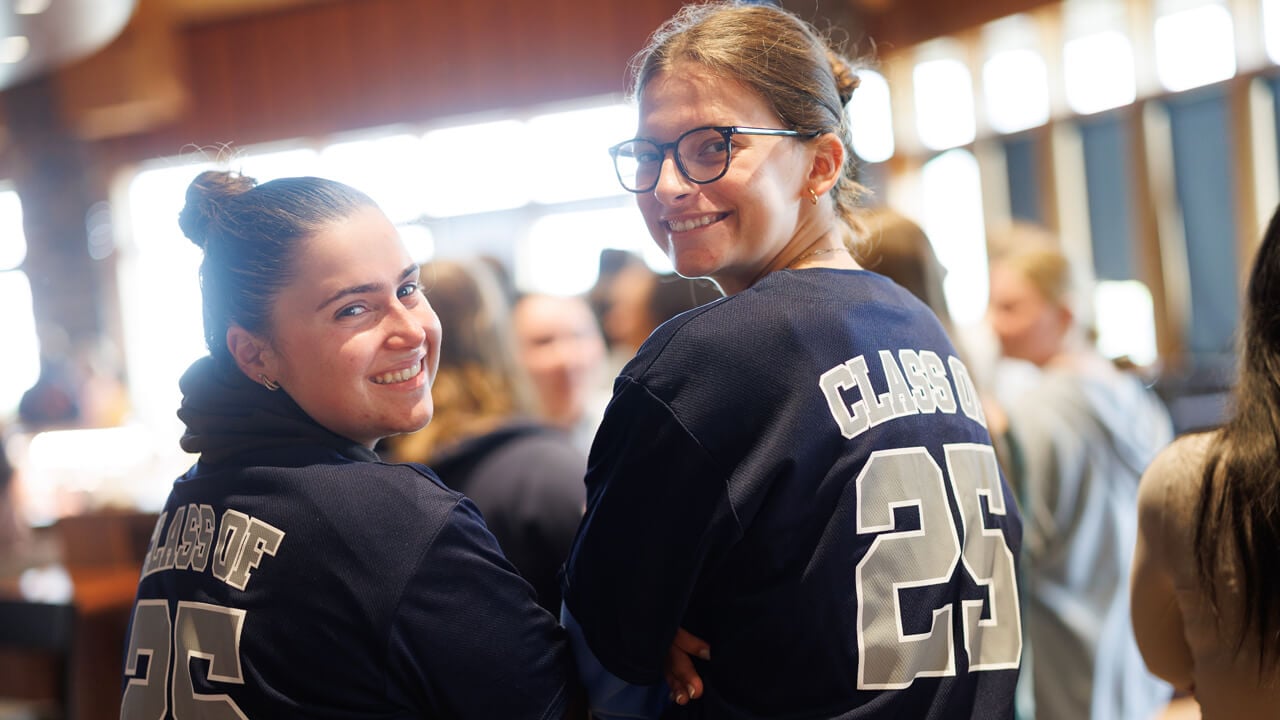 Students gather at the class toast