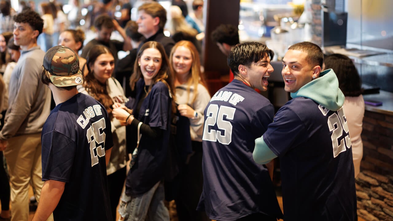 Students gather at the class toast