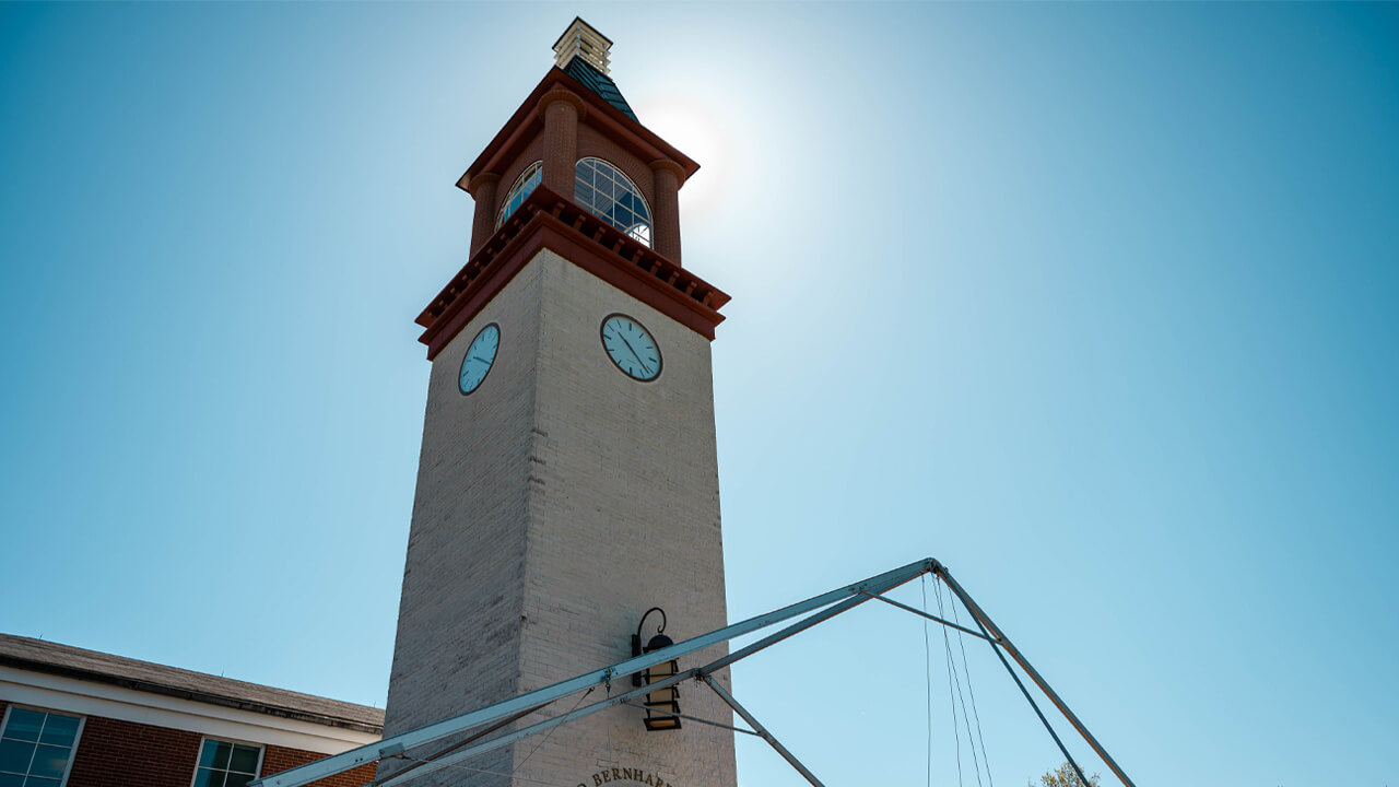 The sun illuminated the library clocktower.