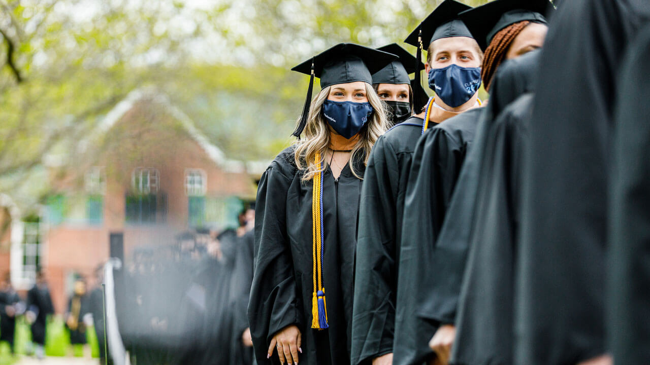 students lined up infront of buckman center