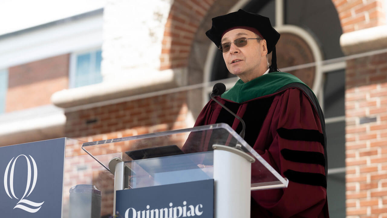 Dr. Koeppen giving Dean's remarks at school of medicine commencement ceremony