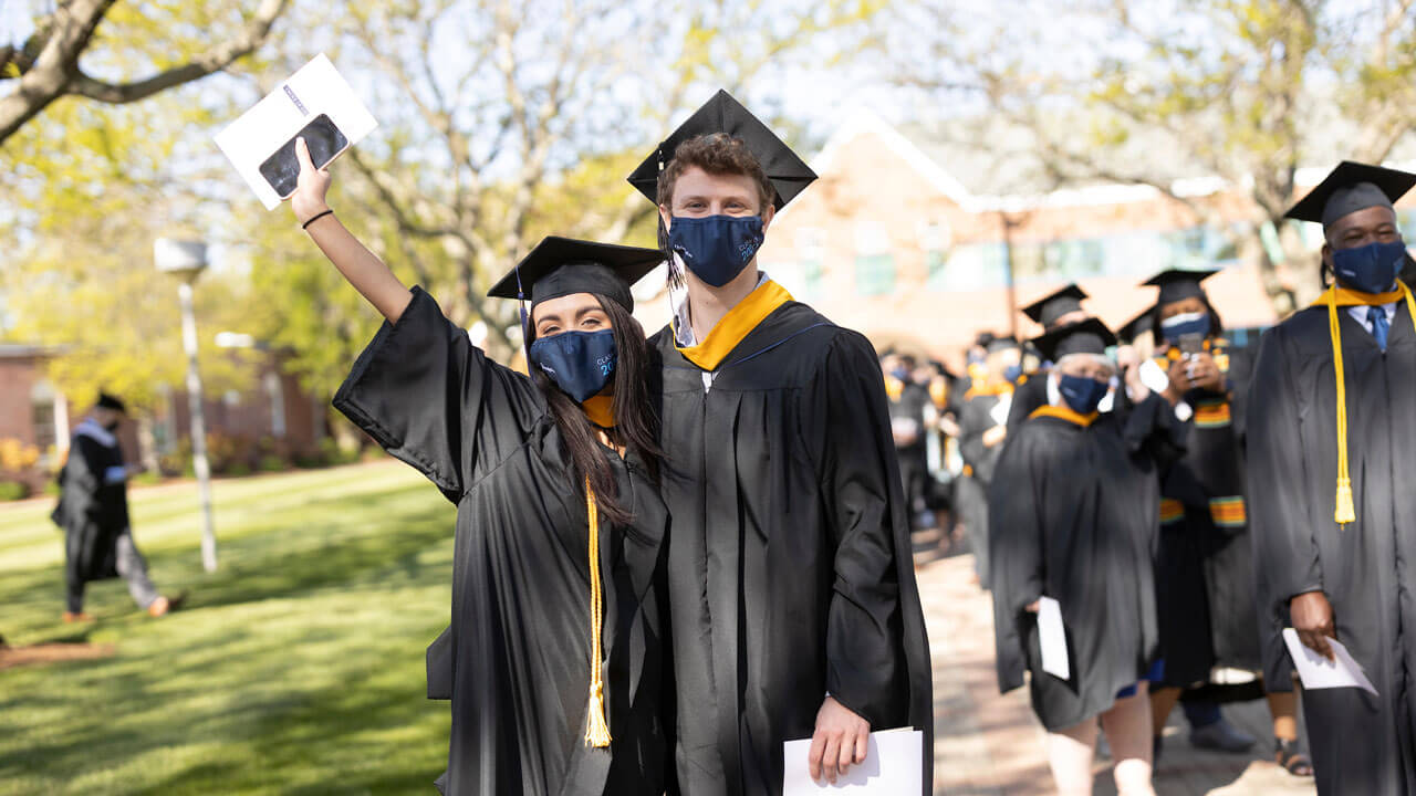 2020 graduates before start of commencement ceremony