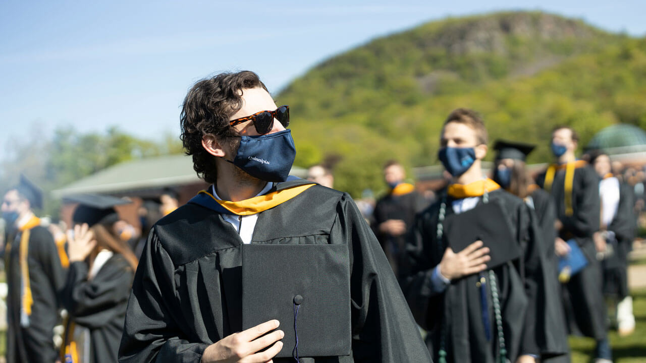 Students standing for national anthem