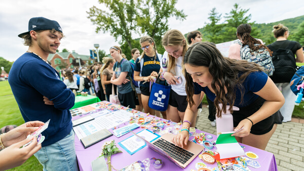 Students signing up for student-run clubs and organizations at the Engagement Fair