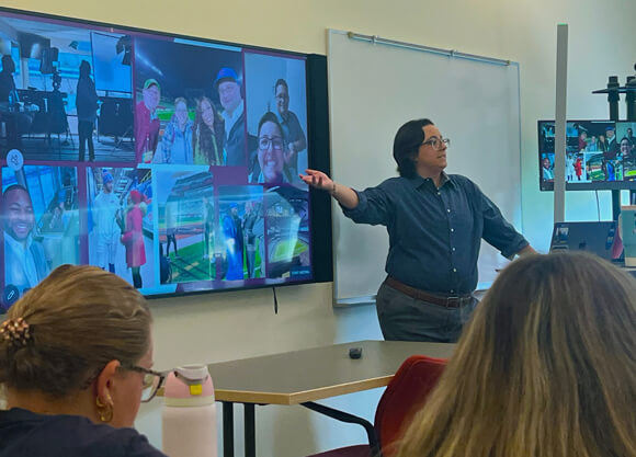 An individual presenting