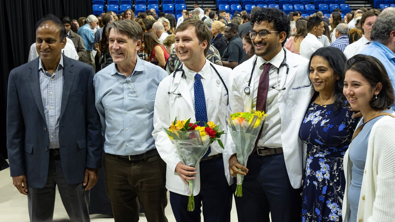 People pose for a photo