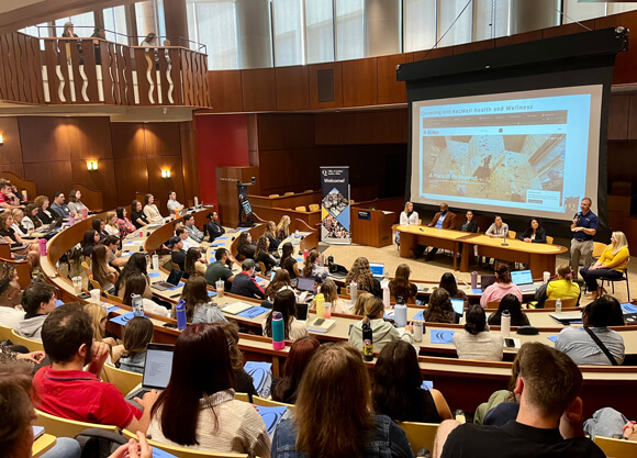 People sitting in a courtroom
