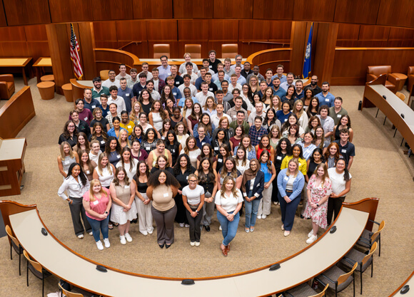 Students pose for a class photo