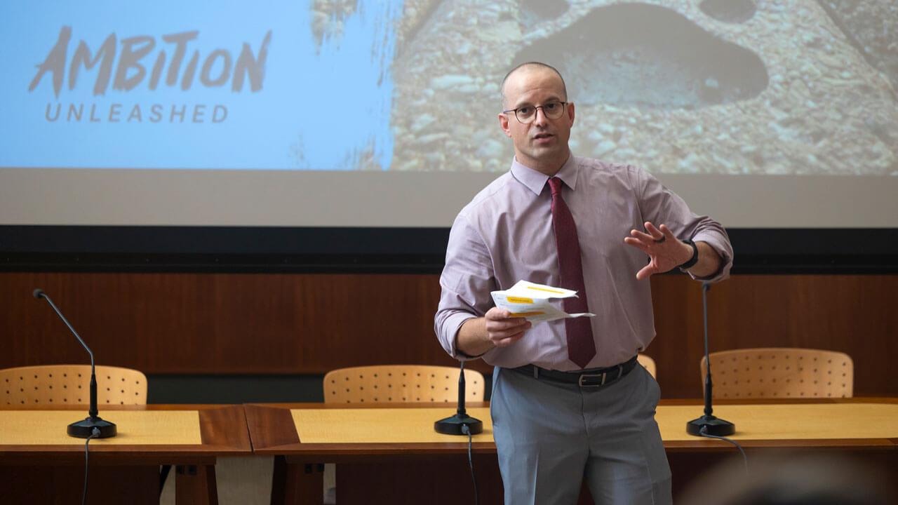 Stefano Fasulo speaks at incoming graduate orientation