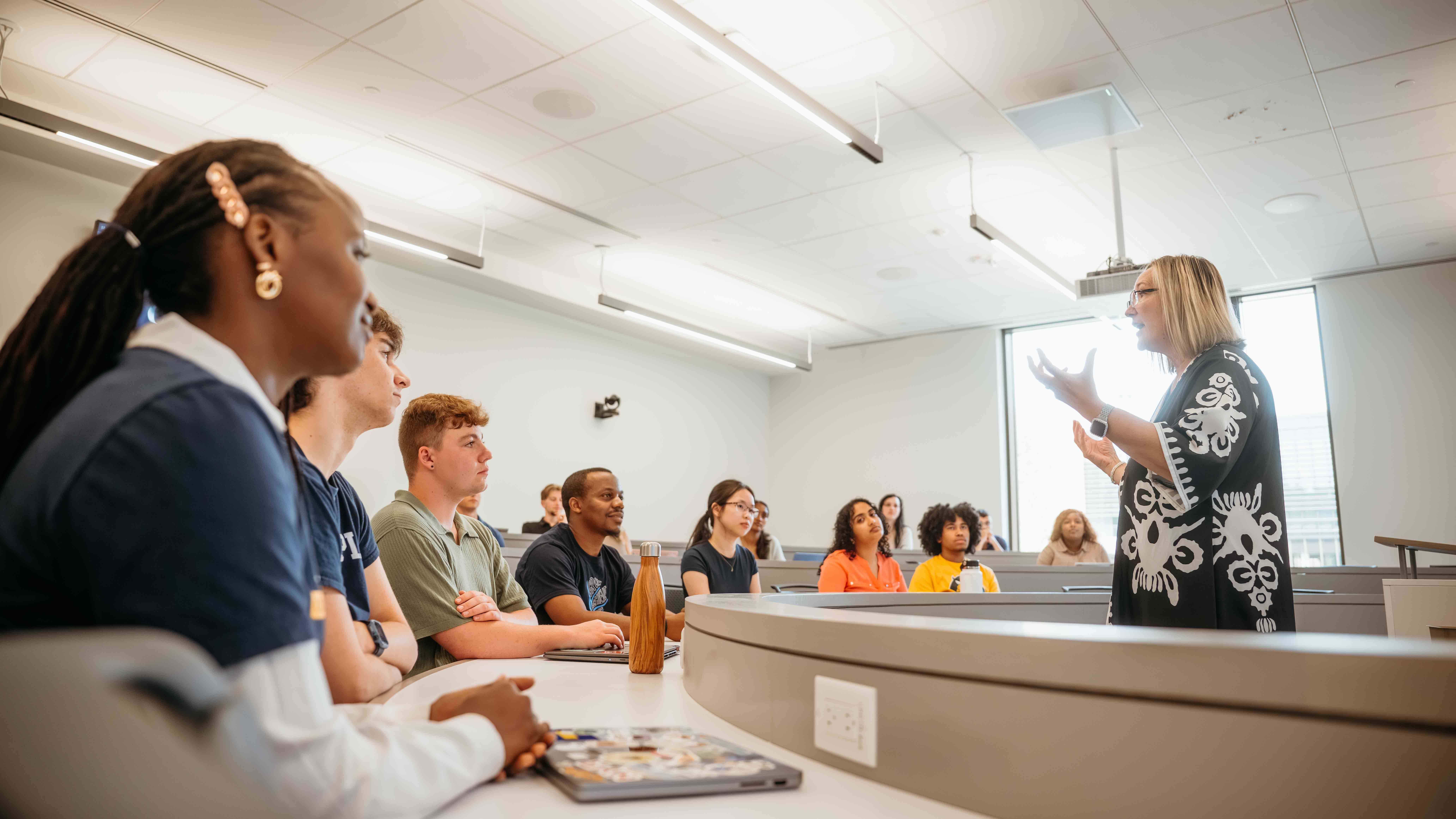 Associate Dean for Career Development, Jill Koehler, teaches a class in the School of Business.