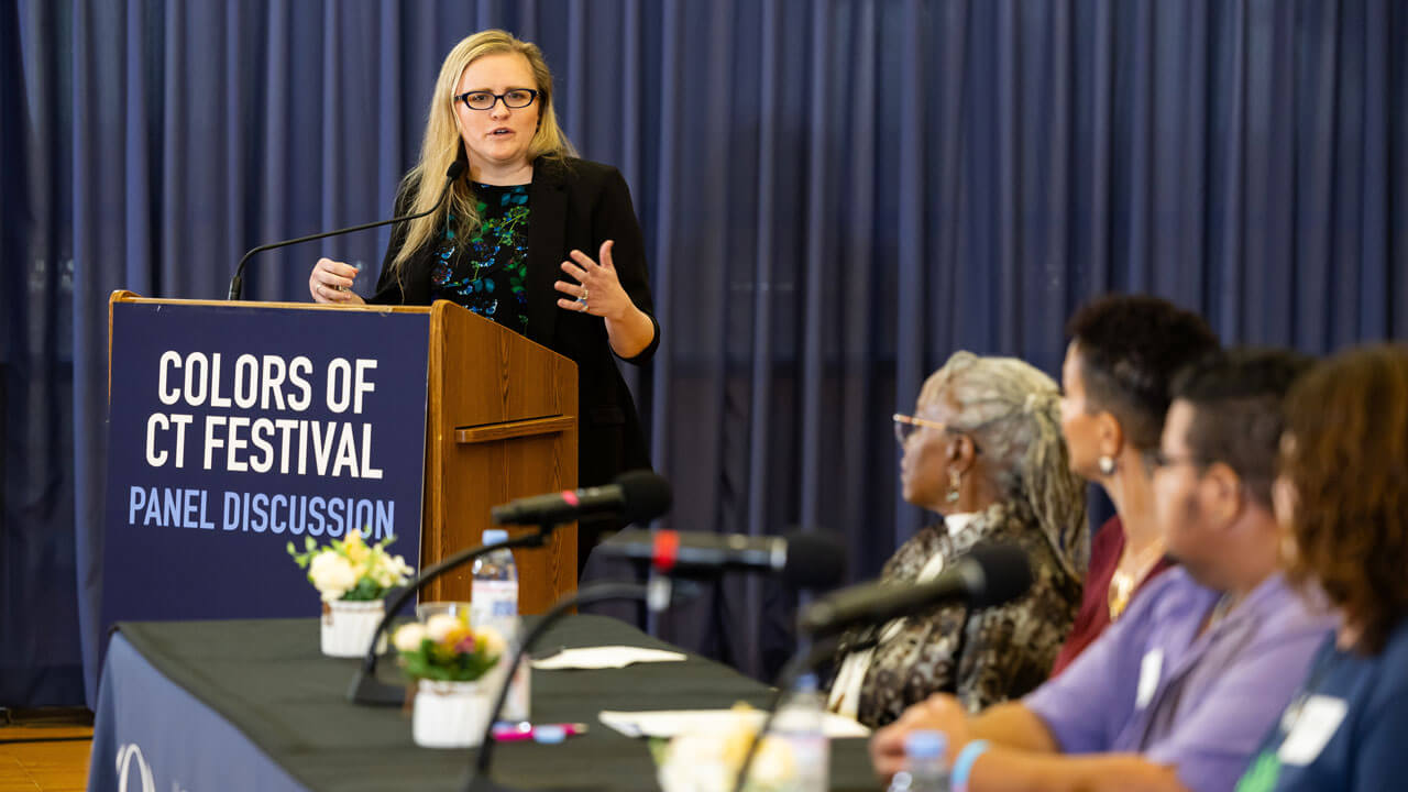 Panel of speakers at the Colors of Connecticut festival.