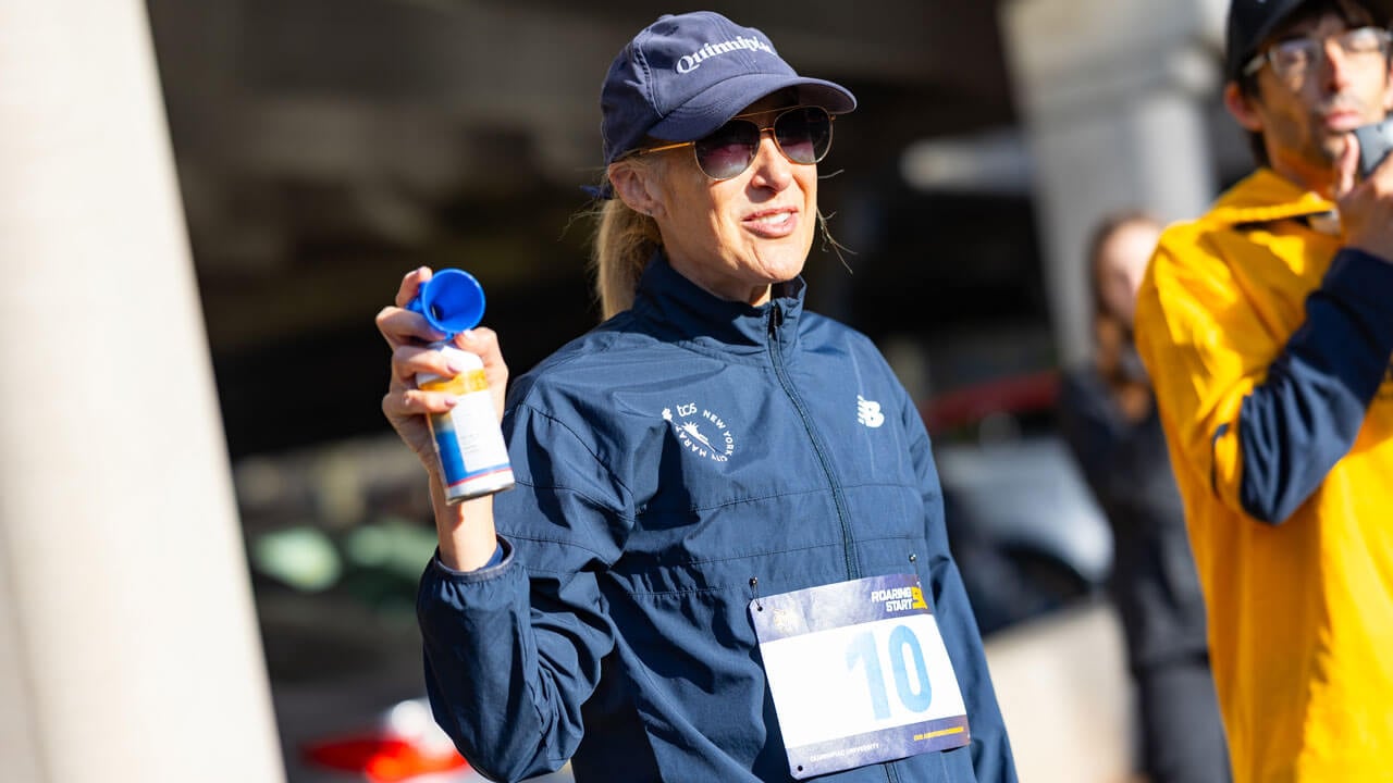 President Hardin with airhorn in hand