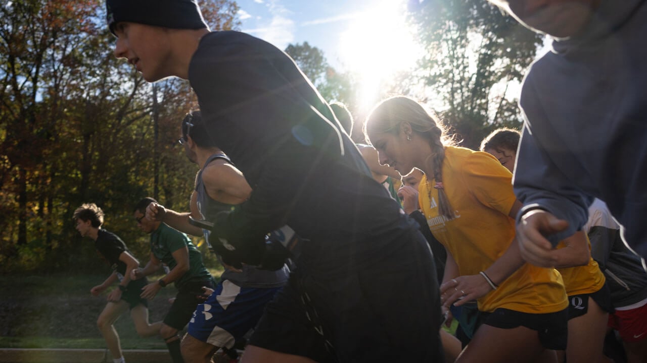 Runners begin their race at the starting line