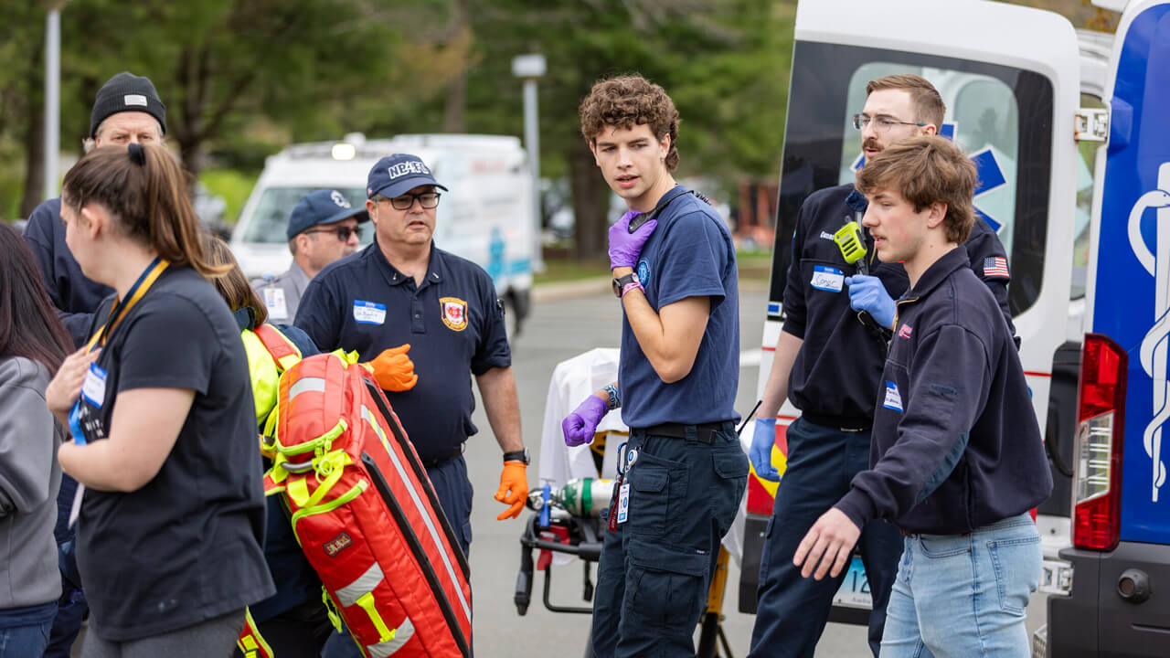 Group of first responders preparing for a Mass Casualty Drill