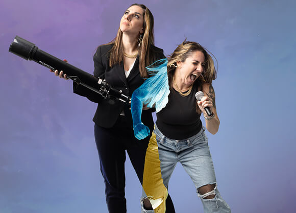 Professor Nicole Granucci is pictured representing her love of rock n' roll and star constellations