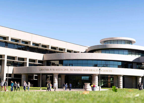 Shot of the entrance to the center of medicine
