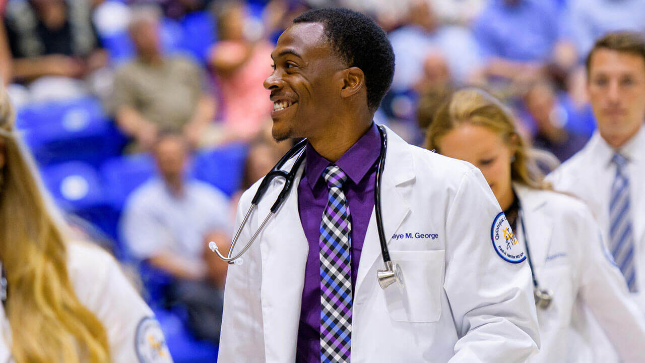 medical students walking in line