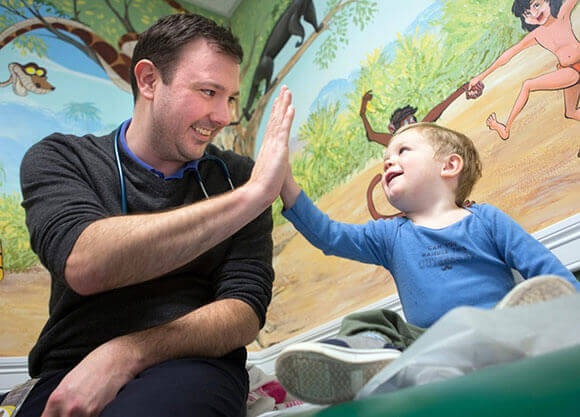Brian Wasicek, a student in The Frank H. Netter M.D. School of Medicine at Quinnipiac University, examines 20-month-old John Fuller at Pediatric Associates of Cheshire, P.C. Tuesday, Jan. 31, 2017. Wasicek participates in the longitudinal Medical Student Home (MeSH) program with Dr. James O’Connor working one half-day each week with Dr. O'Connor.